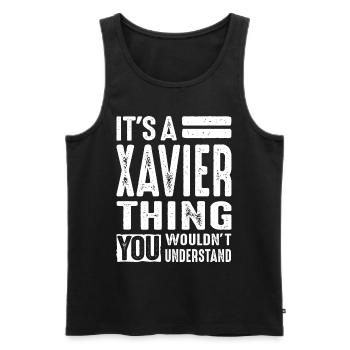 Xavier Personalized Name Birthday Gift - Men's Premium Organic Tank Top - black - Front - AI Model Male 178 light (178cm)