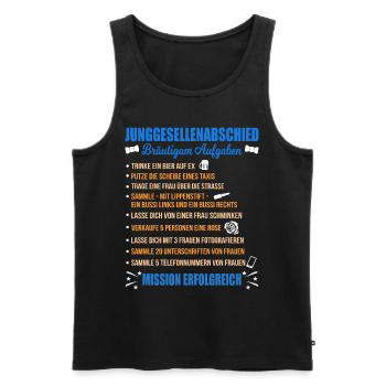 JGA Aufgaben Bräutigam Junggesellen Checkliste - Männer Premium Bio Tank Top - Schwarz - Vorne - AI Model Male 178 light (178cm)