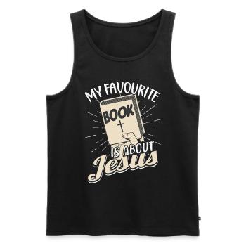 Bible favorite book Jesus - Men's Premium Organic Tank Top - black - Front - AI Model Male 178 light (178cm)