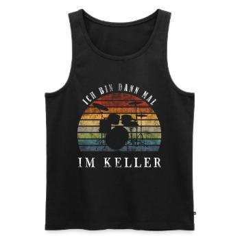 Ich bin dann mal im Keller Schlagzeug - Männer Premium Bio Tank Top - Schwarz - Vorne - AI Model Male 178 light (178cm)