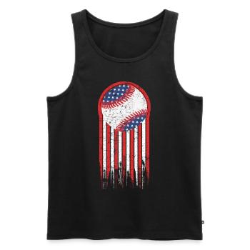 Baseball Ball vintage USA Flagge used look Design - Männer Premium Bio Tank Top - Schwarz - Vorne - Michal (187cm)