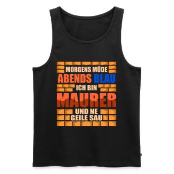 Maurer Geile Sau Mauern Mauermeister Bauhandwerker - Männer Premium Bio Tank Top - Schwarz - Vorne - AI Model Male 178 light (178cm)