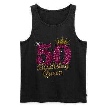 50e anniversaire Reine 50 ans Cinquante Jubi - Débardeur bio Premium Homme - noir - Devant - Michal (187cm)