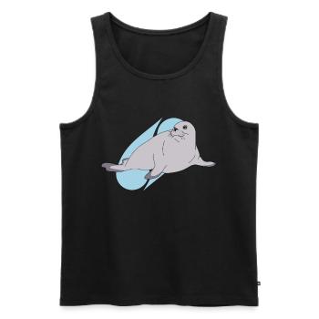 Seehund Lineart künstlerisch - Männer Premium Bio Tank Top - Schwarz - Vorne - Michal (187cm)