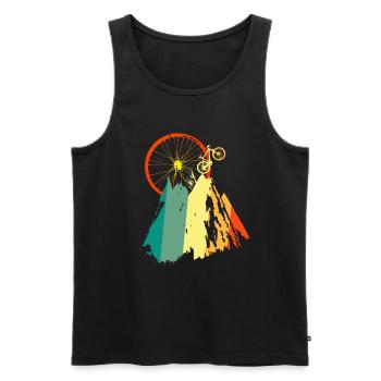 Bicycle and mountains - Men's Premium Organic Tank Top - black - Front - AI Model Male 178 light (178cm)