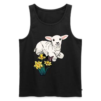 Baby Lamb Sheep Easter Children Happy Easter - Men's Premium Organic Tank Top - black - Front - AI Model Male 178 light (178cm)