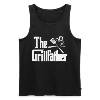 The GRILLFATHER BBQ grill - Men's Premium Organic Tank Top - black - Front - AI Model Male 178 light (178cm)
