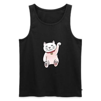 Asie Chat Chine Chinois Chat Miaou - Débardeur bio Premium Homme - noir - Devant - AI Model Male 178 light (178cm)