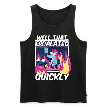 That escalated quickly meme unicorn funny - Men's Premium Organic Tank Top - black - Front - AI Model Male 178 light (178cm)
