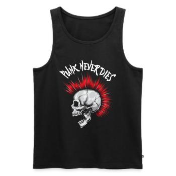 Punkrock Punker Musik Retro Punks Punk Never Dies - Männer Premium Bio Tank Top - Schwarz - Vorne - AI Model Male 178 light (178cm)