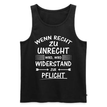 Protestshirt gegen Einschränkung der Grundrechte - Männer Premium Bio Tank Top - Schwarz - Vorne - Michal (187cm)