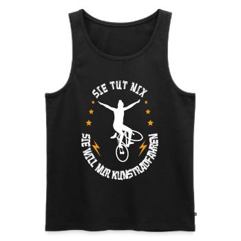 Sie tut nix sie will nur Kunstradfahren - Männer Premium Bio Tank Top - Schwarz - Vorne - Michal (187cm)