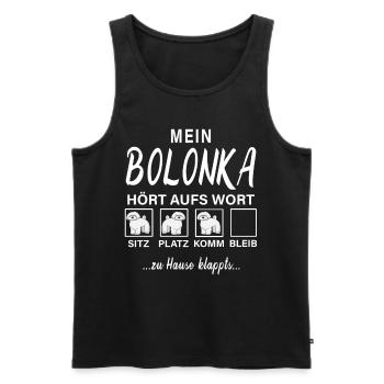 Mein Hund hört aufs Wort Bolonka Zwetna - Männer Premium Bio Tank Top - Schwarz - Vorne - Michal (187cm)