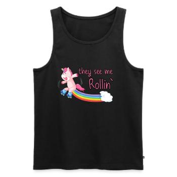 Einhorn Mit Rollschuhen They See Me Rollin - Männer Premium Bio Tank Top - Schwarz - Vorne - AI Model Male 178 light (178cm)