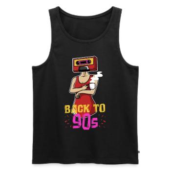 Rétro cassette femme - Back in the 90s - Débardeur bio Premium Homme - noir - Devant - Michal (187cm)