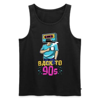 Retro cassette homme - Back in the 90s - Débardeur bio Premium Homme - noir - Devant - Michal (187cm)