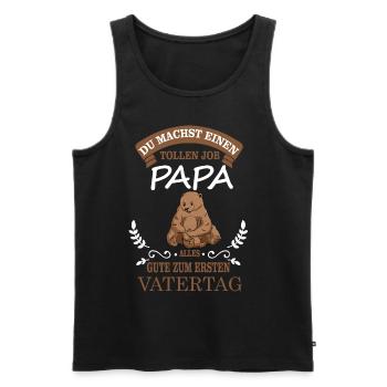 Erster Vatertag - Bär Bärenpapa mit Kind - Männer Premium Bio Tank Top - Schwarz - Vorne - Michal (187cm)