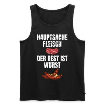 Hauptsache Fleisch Grillmeister Geschenk - Männer Premium Bio Tank Top - Schwarz - Vorne - Michal (187cm)