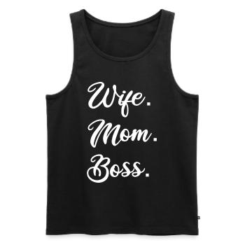 Proverbes - Wife. Maman. Patron. - Débardeur bio Premium Homme - noir - Devant - Michal (187cm)