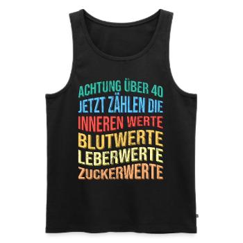 Über 40 Spruch Lustig Geburtstag - Männer Premium Bio Tank Top - Schwarz - Vorne - AI Model Male 178 light (178cm)