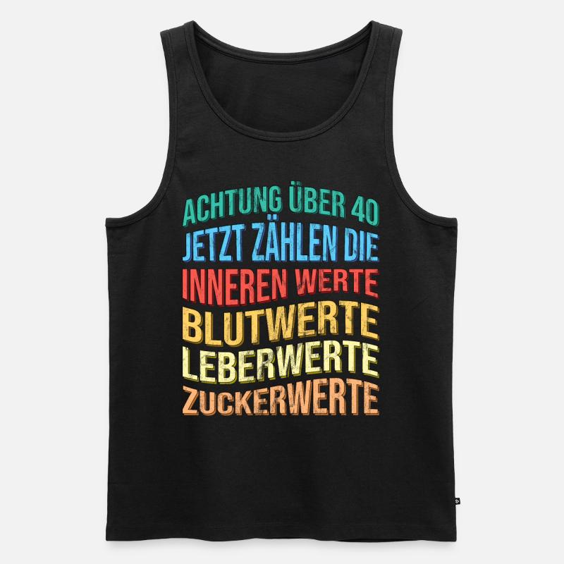Über 40 Spruch Lustig Geburtstag - Männer Premium Bio Tank Top - Schwarz