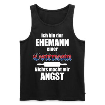 Ehemann einer Ostfriesin | Spruch Ostfriesland - Männer Premium Bio Tank Top - Schwarz - Vorne - AI Model Male 178 light (178cm)