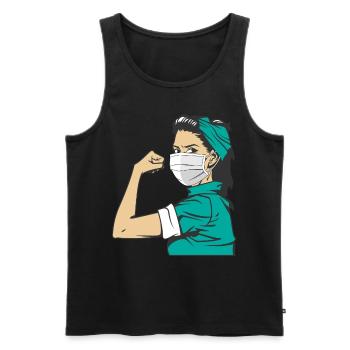 Rose The Riveter - Nurse Nurse - Men's Premium Organic Tank Top - black - Front - AI Model Male 178 light (178cm)