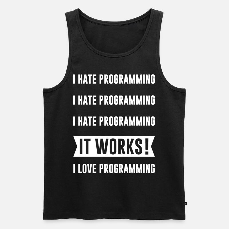Programmeur - I HATE PROGRAMMING - Débardeur bio Premium Homme - noir