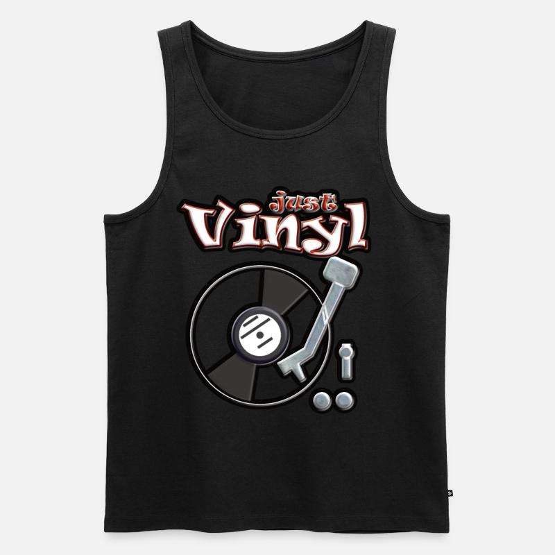 Just Vinyl Turntable metallic - Männer Premium Bio Tank Top - Schwarz