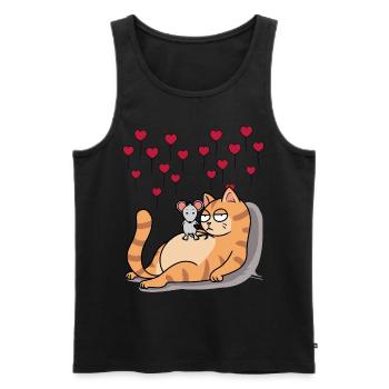 Cat Mouse Friend Love Partnership Romance - Men's Premium Organic Tank Top - black - Front - Michal (187cm)