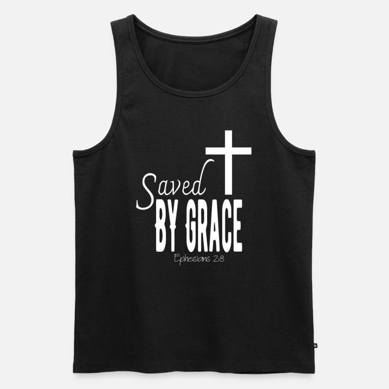 SAVED BY GRACE - Epheser 2,8 - Männer Premium Bio Tank Top - Schwarz