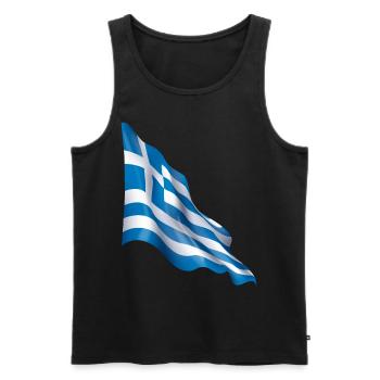 Greece flag - Men's Premium Organic Tank Top - black - Front - Michal (187cm)