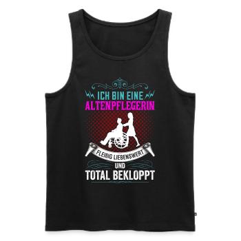 Altenpflegerin - Lustiges Pflege Shirt - Männer Premium Bio Tank Top - Schwarz - Vorne - Michal (187cm)