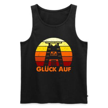 Glück Auf - Ruhrgebiet Kumpel Zeche Ruhrpott Junge - Männer Premium Bio Tank Top - Schwarz - Vorne - Michal (187cm)