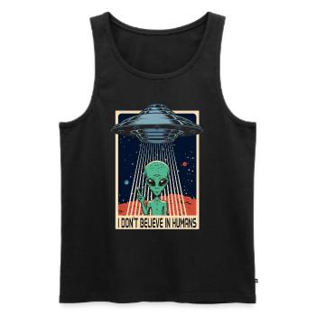 Alien UFO Alien Humanity Funny Gift - Débardeur bio Premium Homme - noir - Devant - Michal (187cm)