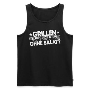 Grillen Heute Mit Frauen Oder Ohne Salat? - Männer Premium Bio Tank Top - Schwarz - Vorne - Michal (187cm)
