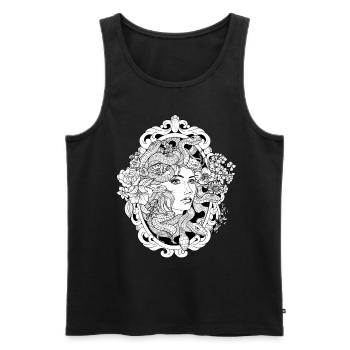 Medusa Schlangen Haar Griechisch Spiegel Schön - Männer Premium Bio Tank Top - Schwarz - Vorne - Michal (187cm)