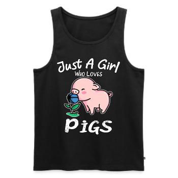 Juste une fille qui aime les cochons - Débardeur bio Premium Homme - noir - Devant - Michal (187cm)