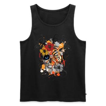Abstract Tattoo Tribal Tiger Skull Face - Männer Premium Bio Tank Top - Schwarz - Vorne - AI Model Male 178 light (178cm)