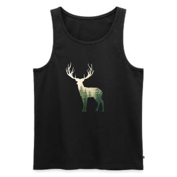 Cadeau de forêt de chasse au cerf chasseur - Débardeur bio Premium Homme - noir - Devant - Michal (187cm)