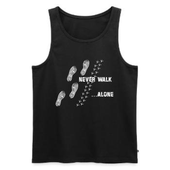 ne jamais marcher seul poulet perruche - Débardeur bio Premium Homme - noir - Devant - AI Model Male 178 light (178cm)