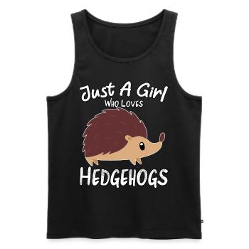 Juste une fille qui aime les hérissons Hedgehog Lovers Cu - Débardeur bio Premium Homme - noir - Devant - Michal (187cm)