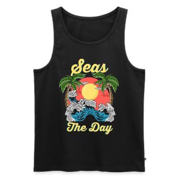 Seas the day - Männer Premium Bio Tank Top - Schwarz - Vorne - Michal (187cm)