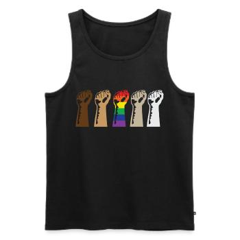 We Are All Human Black Lives Matter Gay Pride - Männer Premium Bio Tank Top - Schwarz - Vorne - AI Model Male 178 light (178cm)