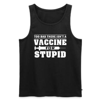 Pas de vaccin imbécile - Débardeur bio Premium Homme - noir - Devant - AI Model Male 178 light (178cm)