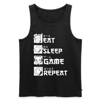 Eat Sleep Game Repeat Japan Kanji Video Games Game - Men's Premium Organic Tank Top - black - Front - Michal (187cm)