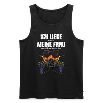 Lustiges Paintball Ich liebe meine Frau Paintball - Männer Premium Bio Tank Top - Schwarz - Vorne - Michal (187cm)