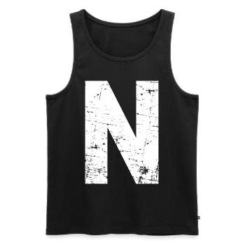 Lettre N - Débardeur bio Premium Homme - noir - Devant - Michal (187cm)
