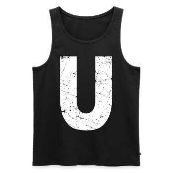 Lettre u - Débardeur bio Premium Homme - noir - Devant - AI Model Male 178 light (178cm)