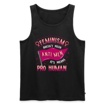 Féministe - Débardeur bio Premium Homme - noir - Devant - Michal (187cm)
